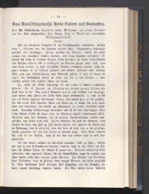 Das Aussäßigenasyl Huta Salem auf Sumatra