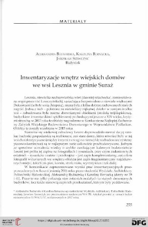 Inwentaryzacje wnętrz wiejskich domów we wsi Lesznia w gminie Suraż