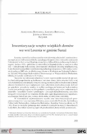 Inwentaryzacje wnętrz wiejskich domów we wsi Lesznia w gminie Suraż