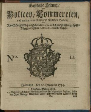 Nro. LI, Montags, den 20. December 1734