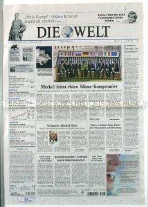 Tageszeitung "Die Welt" zum "G-8-Gipfel" in Heiligendamm