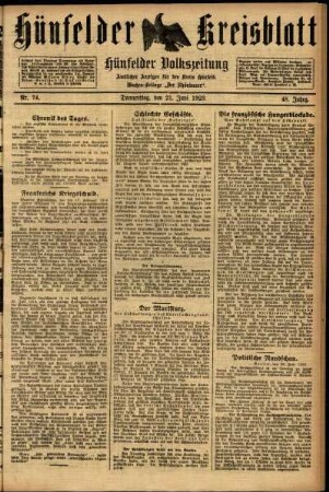 Ausgabe vom Donnerstag, den 21. Juni 1923.