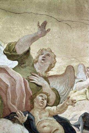 Engelschöre und die vier Erdteile in Verehrung Christi