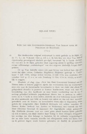 Bijlage XXXI. Reis van den Gouverneur-Generaal Van Imhoff ..., 1744