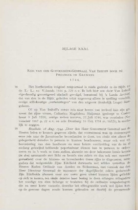 Bijlage XXXI. Reis van den Gouverneur-Generaal Van Imhoff ..., 1744