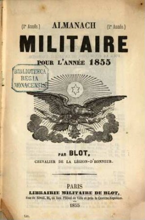 Almanach militaire : pour l'année .... 2. 1855