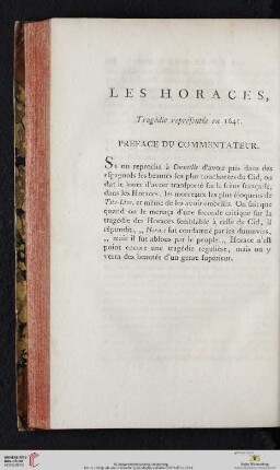 Les Horaces, Tragédie représentée en 1641