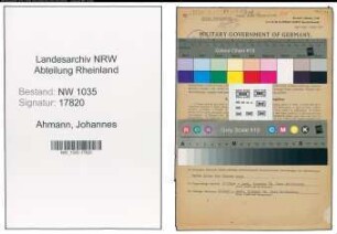 Entnazifizierung Johannes Ahmann , geb. 06.01.1921 (Angestellter)