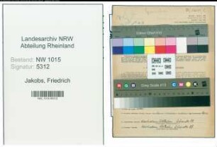 Entnazifizierung Friedrich Jakobs , geb. 13.08.1917 (Milchhandel)