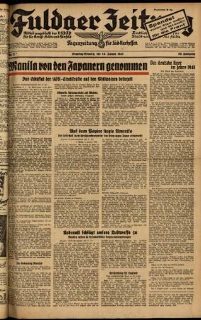 Ausgabe vom Samstag, den 03. Januar 1942.