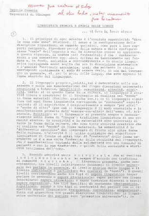 1-5, Linguistica storica e storia delle lingue (Università di Tübingen)