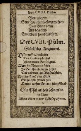 Der CVIII. Psalm. - Der CXVIII. Psalm.