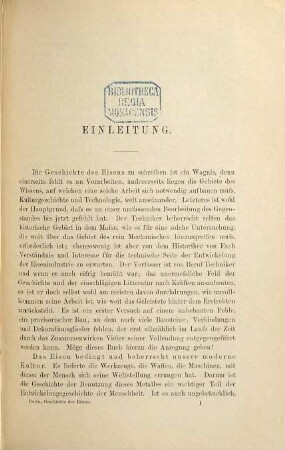 Die Geschichte des Eisens in technischer und kulturgeschichtlicher Beziehung, 1. Von der ältesten Zeit bis um das Jahr 1500 n. Chr.