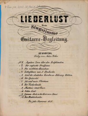Liederlust : für 1 Singstimme mit Guitarre-Begl., 11. Damen-Mode u. der Herr von Haus