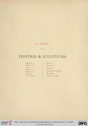 2e Série: Peintres & Sculpteurs