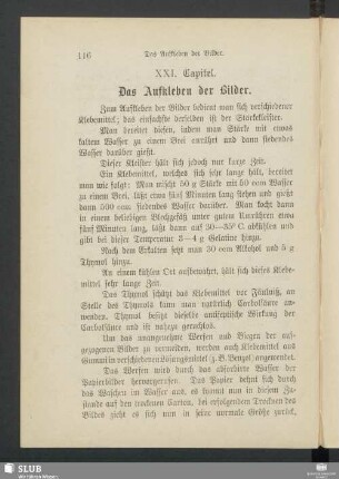 XXI. Capitel. Das Aufkleben der Bilder