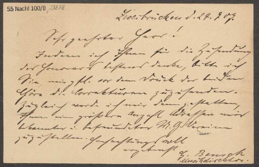 Brief an B. Schott's Söhne : 24.09.1907