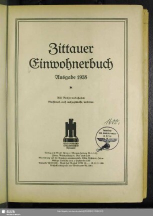 1938: Zittauer Einwohnerbuch