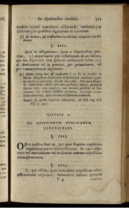 Titulus V. De Officiorum Publicorum Diversitate.