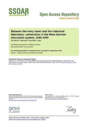 Between the ivory tower and the industrial laboratory: universities in the West German innovation system, 1945-1990