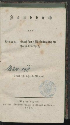 Handbuch des Herzogl. Sachsen-Meiningischen Privatrechts