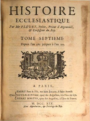 Histoire Ecclesiastique, 7. Depuis l'an 483. jusques à l'an 590