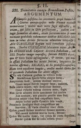 §. II. SSS. Trinitatis imago Remedium Pestis.