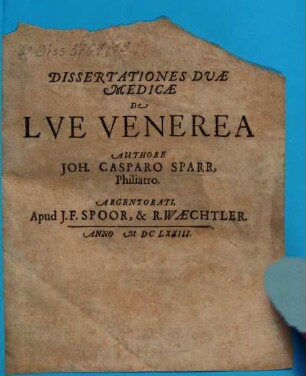 Dissertationes dvae medicae de lve venerea