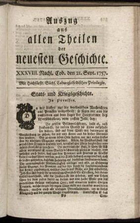 XXXVIII. Nachl. Cob. den 21. Sept. 1757.