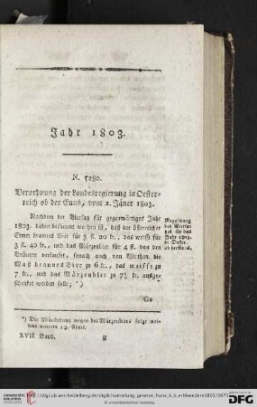 Jahr 1803: Jaener (N. 5280 - N. 5327)