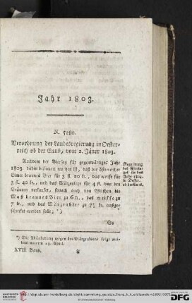 Jahr 1803: Jaener (N. 5280 - N. 5327)