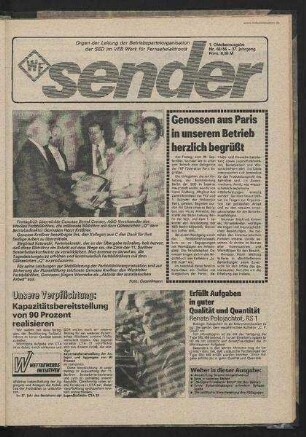 Betriebszeitung 'WF-Sender', Nr.40/1986 (1. Oktoberausgabe 1986)