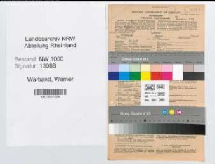Entnazifizierung Werner Warband, geb. 22.01.1904 (Bankangest.)