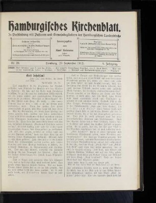Nr. 39. Hamburg, 29. September 1912. 9. Jahrgang.