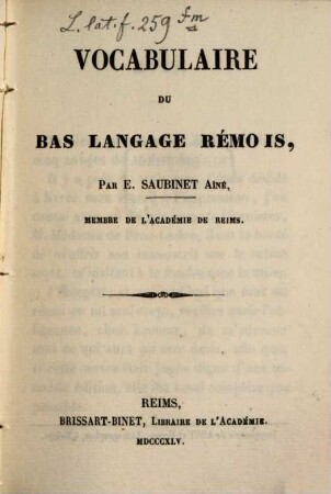 Vocabulaire du bas langage Rémois