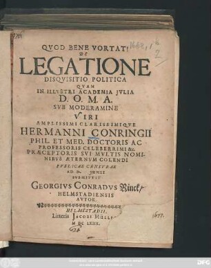 De Legatione Disquisitio Politica