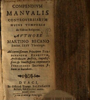 Compendium manualis controversiarum huius temporis de fide ac religione