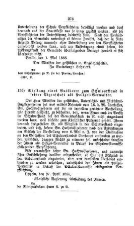 Stellung eines Gutsherrn zum Schulvorstand in seiner Eigenschaft als Polizei-Verwalter : [V. Elementarschulwesen]