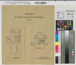 Wocklum (Balve) Durchbau der Remise für Stallungen Grundriß, Schnitt 1908 1 : 100 36,5 x 32,5 Zeichnung Landsberg-Velensches Bauamt Landsberg-Velen