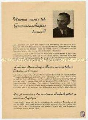 Agitationsblatt des Neubauern Frascher an Einzelbauern von Hermsdorf zum Eintritt in die LPG