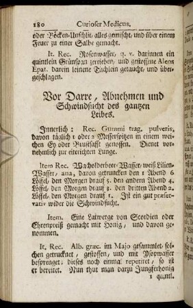 Vor Darre, Abnehmen und Schwindsucht des gantzen Leibes. - Zu übelriechenden Schenckeln.