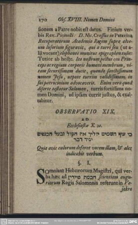 Observatio XIX. Ad Ecclesiastae X. 20.