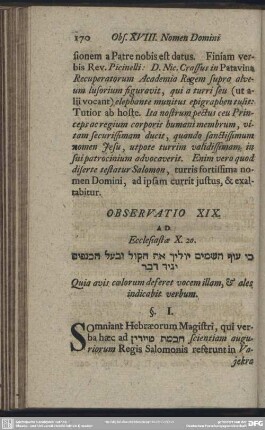 Observatio XIX. Ad Ecclesiastae X. 20.