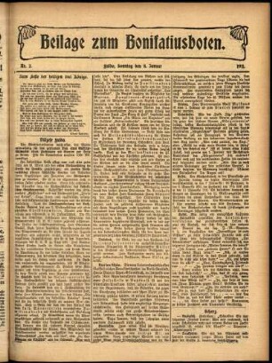 Zweite Ausgabe vom Sonntag, den 08. Januar 1911.