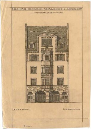 Billing, Hermann; Karlsruhe, Amalienstr. 59; Haus Durand - Vorderfassade (Ansicht)