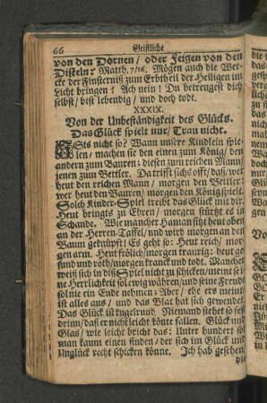 XXXIX. Von der Unbeständigkeit des Glücks. Das Glück spielt nur/ Trau nicht.