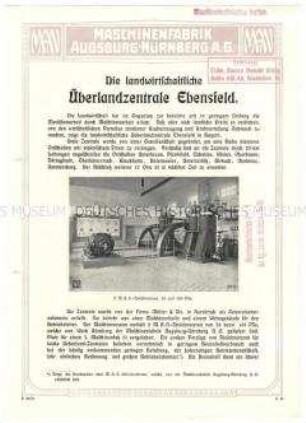 Beschreibung einer landwirtschaftlichen Überlandzentrale in Ebensfeld für Elektrizität