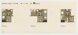 Wohnturm: Grundrisse verschiedener Typen 1:100