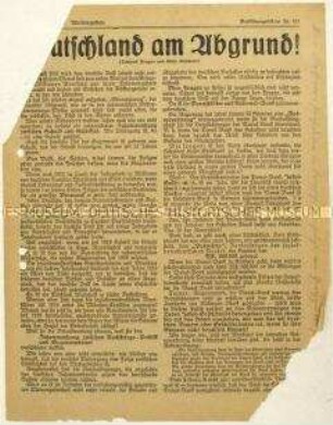 Flugblatt der Deutschen Erneuerungs-Gemeinde zur deutschen Bankenkrise