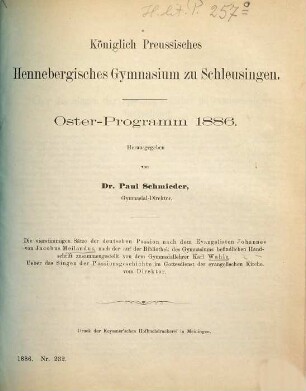 Oster-Programm. 1885/86